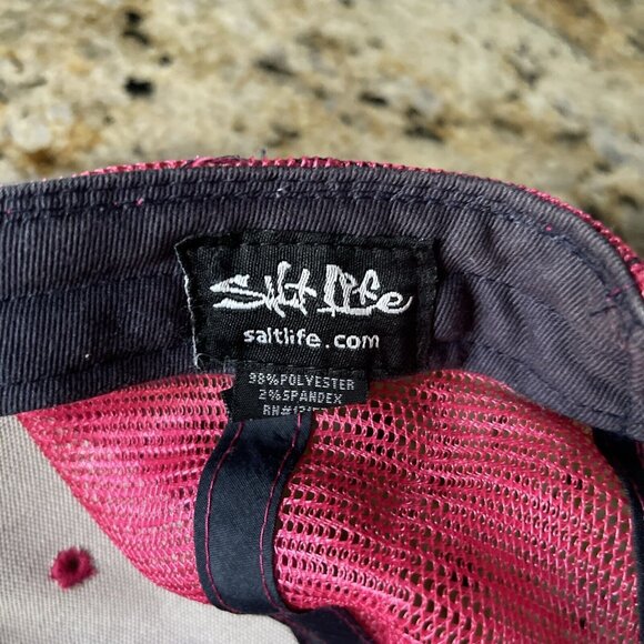 Salt Life Baseball Hat Hot Pink Tropical Bright Mesh Adjustable Snapback Beach - Picture 6 of 6
